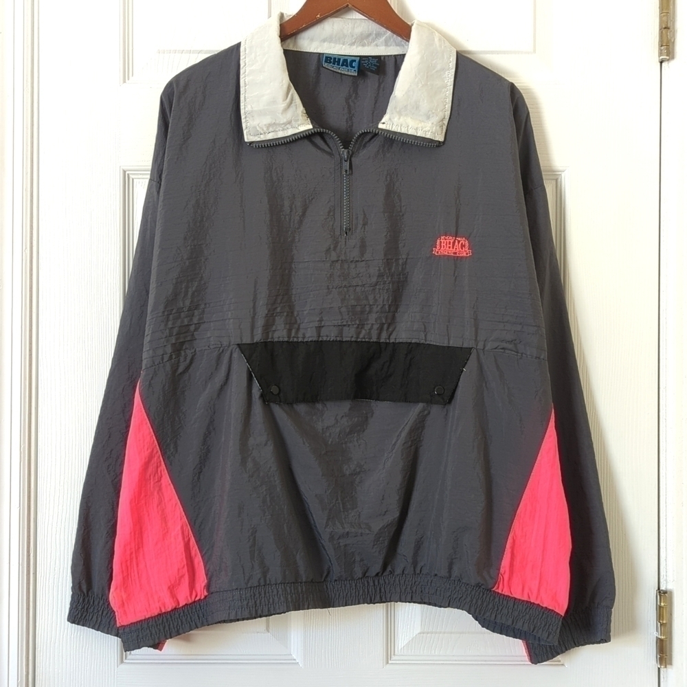 Beverly Hills Athletic Club 80's Vintage Colorblock Pullover Windbreaker Gray M